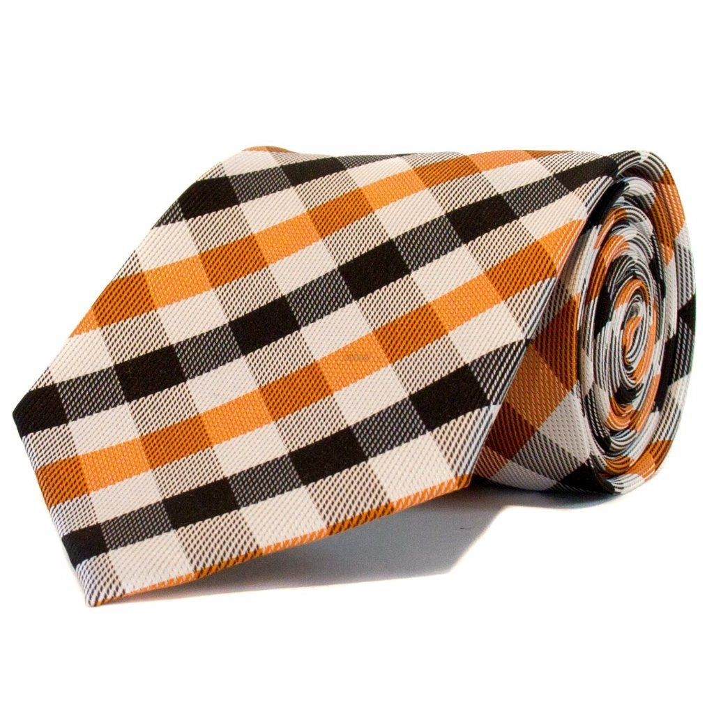 Orange White and Black Check