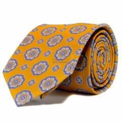 Orange with Blue Flowers