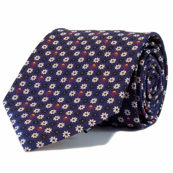 Navy with Purple & White Flowers