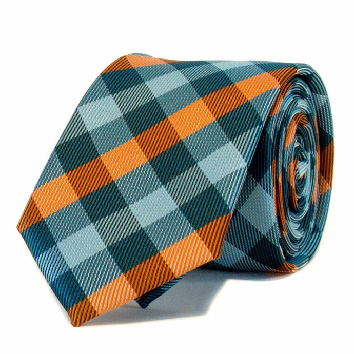 Light Blue & Orange Check
